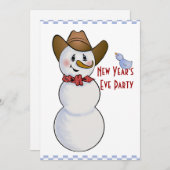 Cowboy Snowman New Years Eve Party Kaart (Voorkant / Achterkant)
