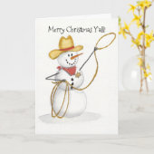 Cowboy Snowman Waterverf kerstkaart Kaart (Gele Bloem)