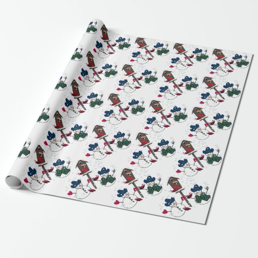 Cowboy Snowmen Christmas Cadeaupapier (Uitgerold)