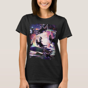 Cowboy Space Cat Riding Dinosaur T-Rex, Katten Din T-shirt