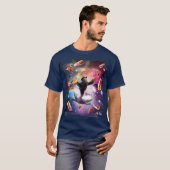 Cowboy Space Sloth Riding Aolotl Hotdog T-shirt (Voorkant volledig)