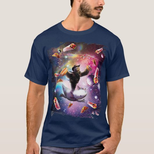 Cowboy Space Sloth Riding Aolotl Hotdog T-shirt (Voorkant)