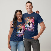 Cowboy Space Sloth Riding Aolotl Hotdog T-shirt (Unisex)
