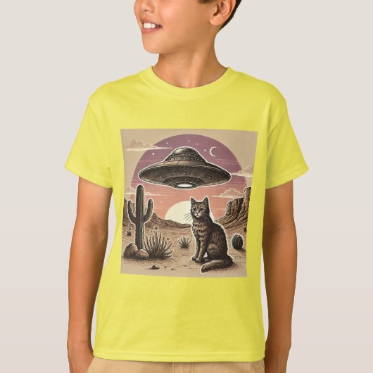 Cowboy Spaceship Cat T-shirt (Voorkant)