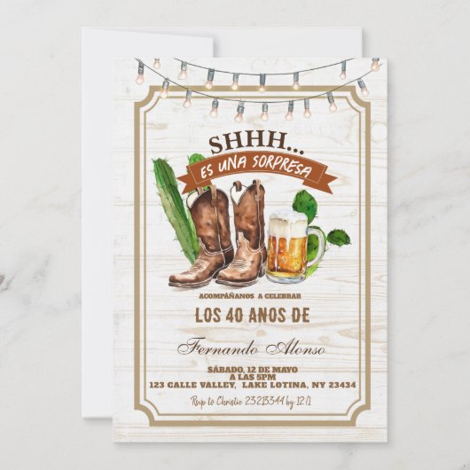 Cowboy Spanish Adult Man Sorpresa Birthday Kaart (Voorkant)