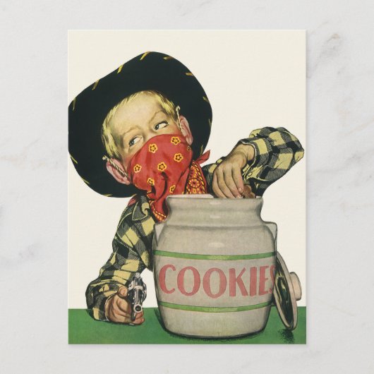  Cowboy Speelgoed Hand in de Cookie Jar Briefkaart (Voorkant)