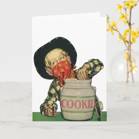 Cowboy Speelgoed Hand in de Cookie Jar Kaart (Gele Bloem)