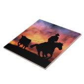 Cowboy Steer Roping in Sunset Tegeltje (Zijkant)