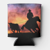 Cowboy Steer Roping off Horse Blikjeskoeler (Voorkant)