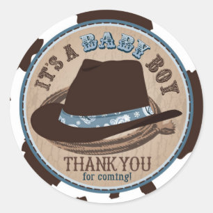Cowboy Stetson Pet Western Baby shower Ronde Sticker
