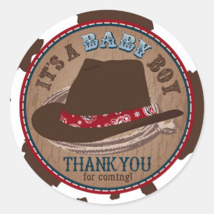 Cowboy Stetson Pet Western Baby shower Ronde Sticker
