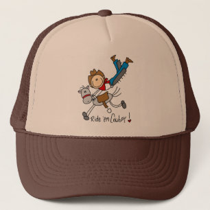 Cowboy Stick Figure Hoed Ride 'Em Trucker Pet