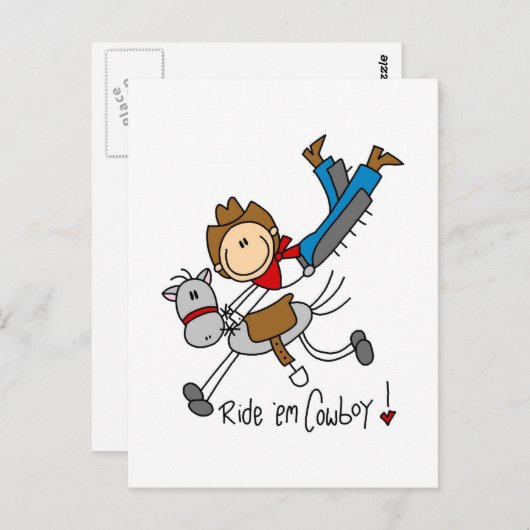 Cowboy Stick Figuur Tshirts en cadeaus Briefkaart (Voorkant / Achterkant)