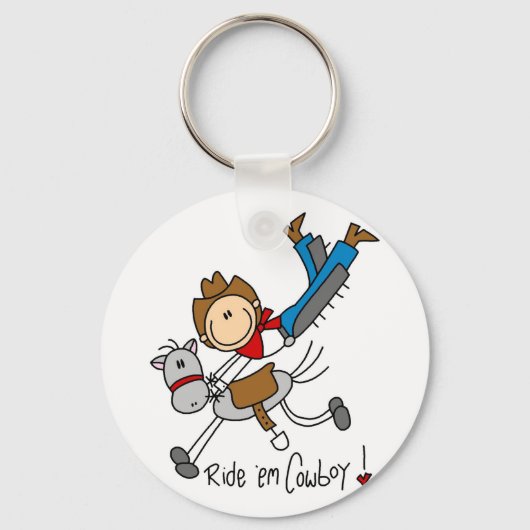 Cowboy Stick Figuur Tshirts en cadeaus Sleutelhanger (Voorkant)