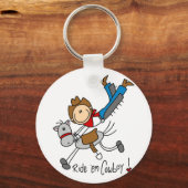 Cowboy Stick Figuur Tshirts en cadeaus Sleutelhanger (Voorkant)