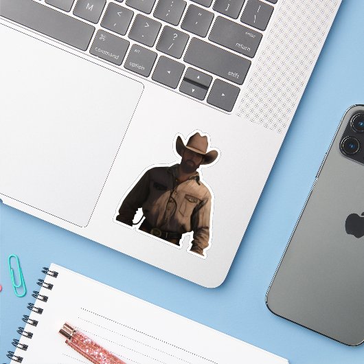 Cowboy Sticker (Laptop met iPhone)