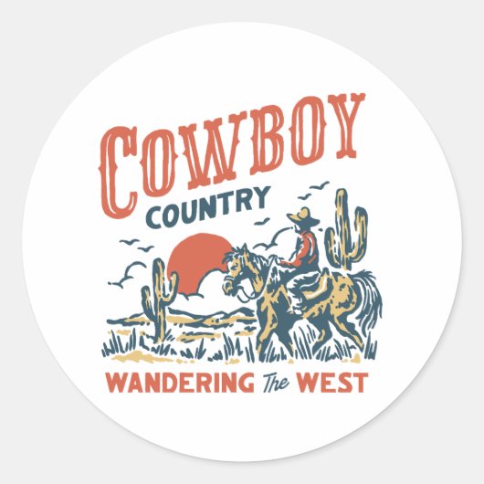 Cowboy Sticker Retro  Western Wild West Koe (Voorkant)
