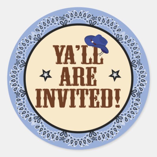 Cowboy Sticker - Ya'll Are Invitated (Voorkant)
