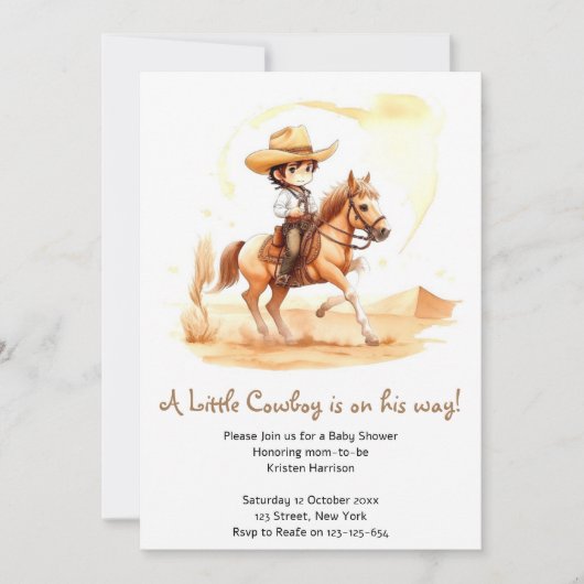 Cowboy-stijl rustieke jongen Baby shower Kaart (Voorkant)