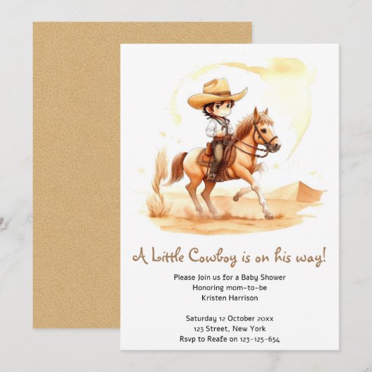 Cowboy-stijl rustieke jongen Baby shower Kaart (Voorkant / Achterkant)