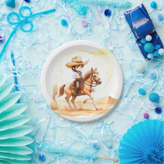 Cowboy-stijl rustieke jongen Baby shower Papieren Bordje (Feest)
