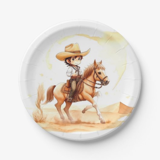 Cowboy-stijl rustieke jongen Baby shower Papieren Bordje (Voorkant)