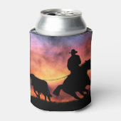 Cowboy Stuur Lassoweren van Paard Koozie (Blikje Voorkant)