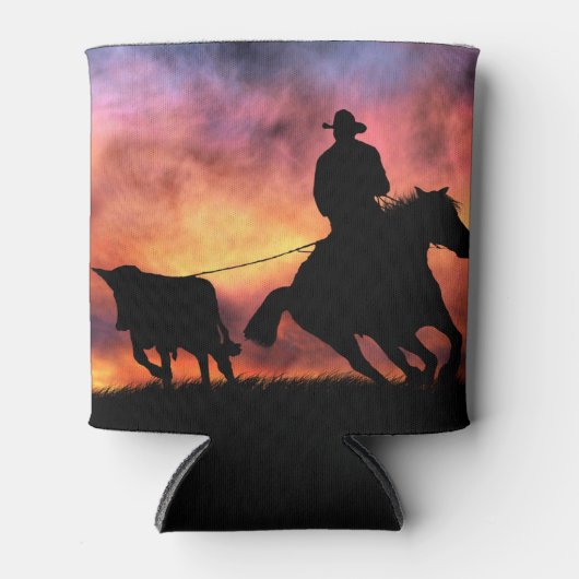 Cowboy Stuur Lassoweren van Paard Koozie (Voorkant)