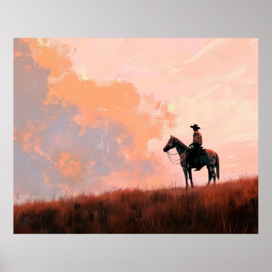 Cowboy Sunrise Western Poster (Voorkant)