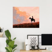 Cowboy Sunrise Western Poster (Thuiskantoor)