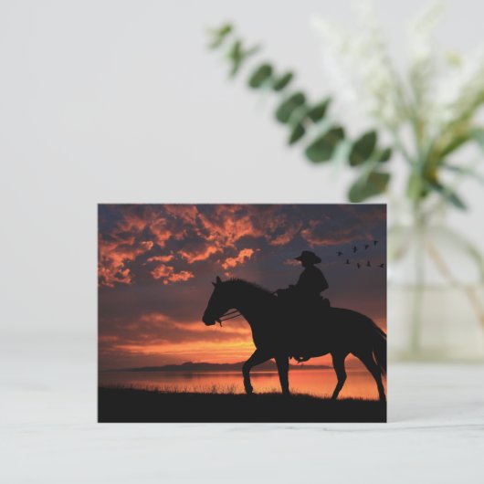 Cowboy Sunset Briefkaart (Staand voorkant)