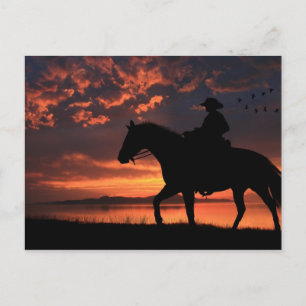 Cowboy Sunset Briefkaart