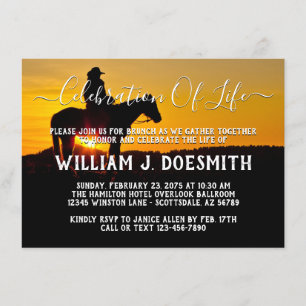 Cowboy Sunset Funeralie Herdenkingsdienst Kaart