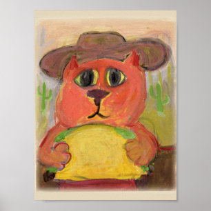 Cowboy Taco Cat Folk Westerne kunst schilderen Poster