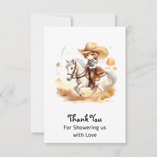 Cowboy Tales: Rustiek Wild West Baby shower Bedankkaart (Voorkant)