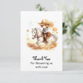 Cowboy Tales: Rustiek Wild West Baby shower Bedankkaart (Staand voorkant)
