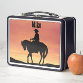 Cowboy te paard bij zonsondergang (In situ)