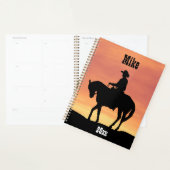 Cowboy te paard bij zonsondergang planner (Display)