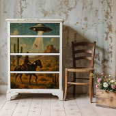 Cowboy te paard UFO ontmoet Wall Art Poster