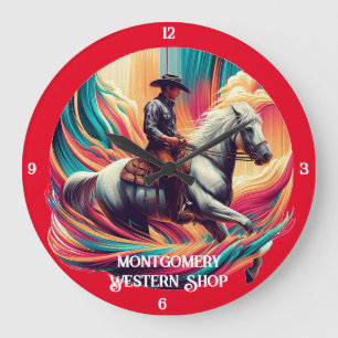 Cowboy te paard Vibrant Artwork Grote Klok