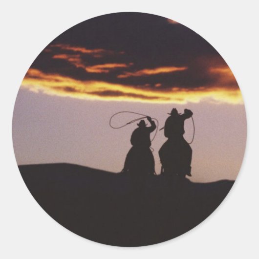 Cowboy Team met Lassoes Ronde Sticker (Voorkant)