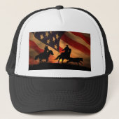 Cowboy Team Roping Rodeo Patriotic Country Rusitc Trucker Pet (Voorkant)