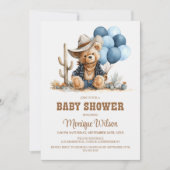 Cowboy Teddy Bear Baby Shower Invitation Kaart (Voorkant)