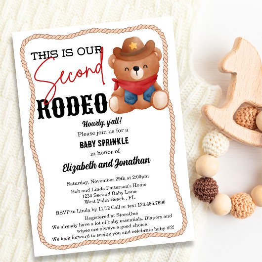 Cowboy Teddy Bear Rodeo Red Tweede Baby Sprinkle Kaart