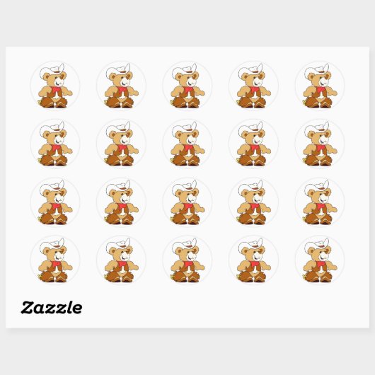 Cowboy Teddy Bear Ronde Sticker (Vel)