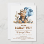 Cowboy Teddy Bear We Can Bearly Wait Baby Shower Kaart (Voorkant)