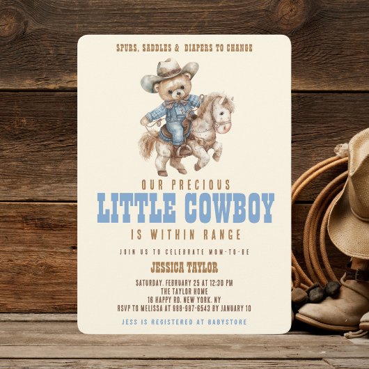 Cowboy Teddy Bear Wild West Baby Jongen Douche Kaart