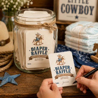Cowboy Teddybeer Western QR RSVP Baby Shower Informatiekaartje
