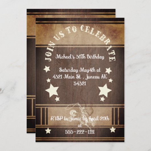  cowboy thema 30e verjaardag kaart (Voorkant / Achterkant)