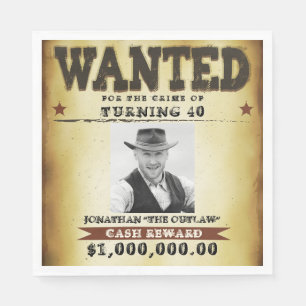 Cowboy Thema 40e Verjaardagsfeest Gezocht Poster Servet